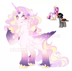 Size: 1992x1968 | Tagged: safe, artist:whohwo, derpibooru import, king sombra, princess cadance, alicorn, pony, unicorn, base used, eyelashes, female, fusion, image, male, mare, png, raised hoof, stallion, unshorn fetlocks