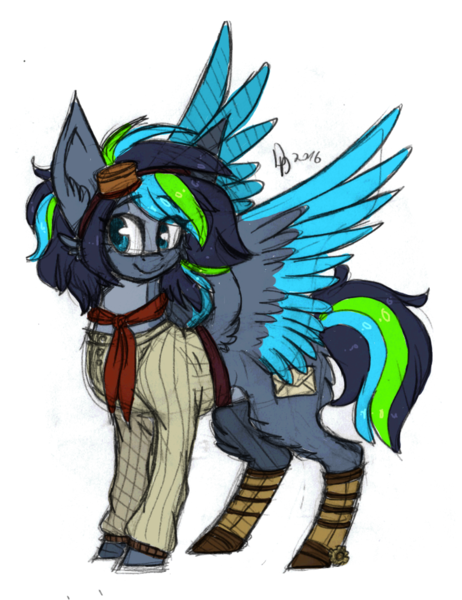 Size: 726x942 | Tagged: safe, artist:tayga-niko-j, derpibooru import, oc, unofficial characters only, pegasus, pony, clothes, colored wings, female, goggles, image, mare, pegasus oc, png, simple background, solo, transparent background, two toned wings, wings