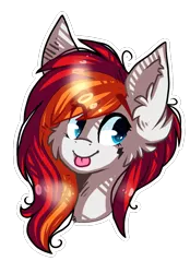 Size: 768x1101 | Tagged: safe, artist:tayga-niko-j, derpibooru import, oc, unofficial characters only, earth pony, pony, :p, bust, ear fluff, earth pony oc, eye clipping through hair, eyelashes, image, png, simple background, smiling, solo, tongue out, transparent background