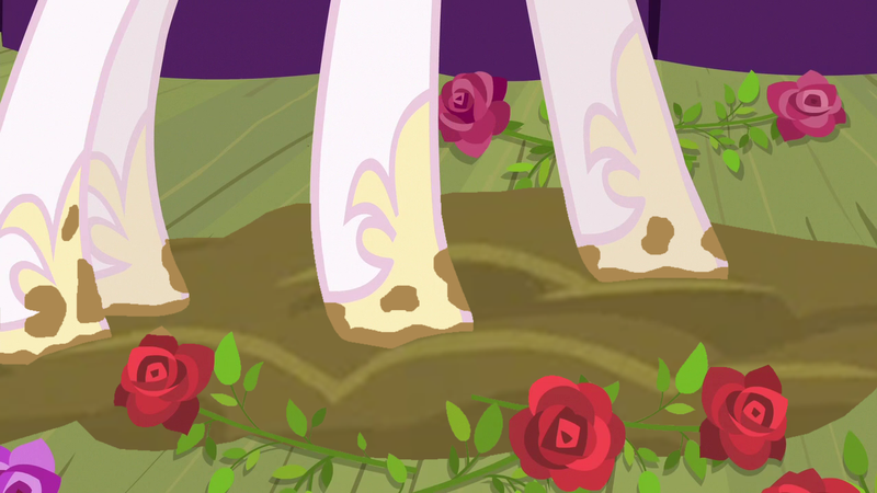 Size: 1280x720 | Tagged: safe, artist:thedarkpony, derpibooru import, edit, edited screencap, screencap, princess celestia, alicorn, pony, horse play, hoof shoes, image, mud, mud edit, muddy shoes, png