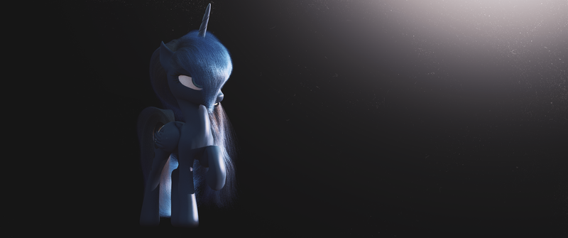 Size: 3440x1440 | Tagged: safe, artist:thelunagames, derpibooru import, princess luna, alicorn, pony, 3d, 3d model, cinema4d, image, light, png, solo