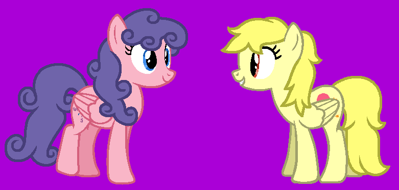 Size: 781x373 | Tagged: safe, artist:jigglewiggleinthepigglywiggle, derpibooru import, lofty, north star, pegasus, pony, base used, best friends, blue eyes, curly hair, curly mane, curly tail, cute, duo, female, folded wings, friends, full body, g1, g1 to g4, g4, generation leap, hooves, image, lesbian, loftybetes, loftystar, magenta background, mare, northabetes, png, purple hair, purple mane, purple tail, red eyes, shipping, simple background, smiling, standing, straight hair, straight mane, straight tail, tail, talking, wings, yellow hair, yellow mane, yellow tail