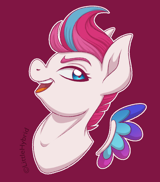 Size: 792x900 | Tagged: safe, artist:littlehybridshila, derpibooru import, zipp storm, pegasus, pony, bust, female, g5, image, jpeg, looking at you, mare, portrait, red background, simple background, solo