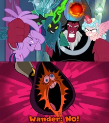 Size: 1920x2160 | Tagged: safe, derpibooru import, edit, edited screencap, screencap, cozy glow, lord tirek, queen chrysalis, twilight sparkle, twilight sparkle (alicorn), alicorn, centaur, changeling, changeling queen, pony, season 9, the ending of the end, spoiler:s09, alicornified, blue eyes, cozycorn, disney, eyelashes, female, image, legion of doom, no eyelashes, png, race swap, the end of the galaxy, ultimate chrysalis, wander over yonder