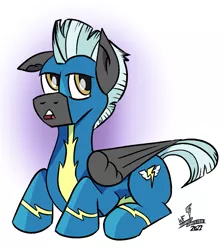 Size: 789x880 | Tagged: safe, artist:whirlwindflux, derpibooru import, thunderlane, pegasus, pony, clothes, image, male, one ear down, png, solo, stallion, uniform, wonderbolts, wonderbolts uniform