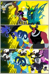 Size: 4096x6144 | Tagged: safe, artist:gojira1604shinomura, derpibooru import, aria blaze, discord, grogar, king sombra, lord tirek, nightmare moon, queen chrysalis, sonata dusk, storm king, alicorn, bugbear, centaur, draconequus, taur, unicorn, my little pony: the movie, the ending of the end, alternate ending, image, png, ultimate chrysalis