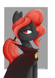 Size: 2480x3508 | Tagged: safe, artist:wild-thunder06, derpibooru import, oc, oc:hocico sangriento, pony, cape, clothes, image, looking at you, png, red eyes, red hair