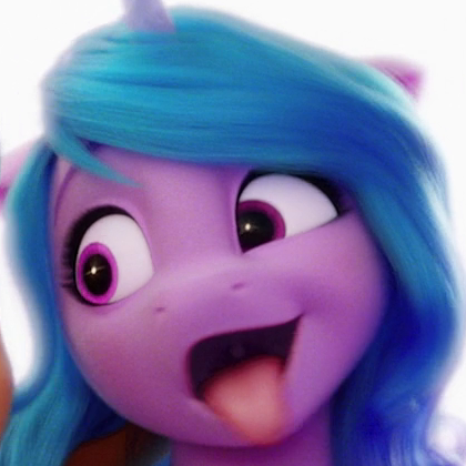 Size: 420x420 | Tagged: safe, derpibooru import, screencap, izzy moonbow, pony, unicorn, my little pony: a new generation, cropped, faic, female, g5, image, mare, png, solo, tongue out