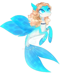 Size: 1920x2396 | Tagged: safe, artist:cupidauctions, derpibooru import, oc, unofficial characters only, pony, seapony (g4), adoptable, blue eyes, blue wings, brown mane, colored pupils, curly hair, deviantart watermark, female, fin wings, fins, fish tail, flowing tail, image, mare, mermay, obtrusive watermark, png, simple background, solo, tail, transparent background, watermark, wings