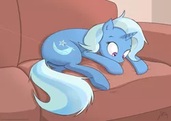 Size: 1754x1240 | Tagged: safe, artist:wonkysole, derpibooru import, trixie, pony, unicorn, 2016, behaving like a cat, butt, couch, cute, diatrixes, female, image, laser, laser pointer, mare, old art, plot, png, solo