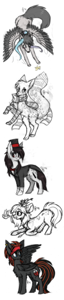 Size: 656x3043 | Tagged: safe, artist:tayga-niko-j, derpibooru import, oc, unofficial characters only, dog, earth pony, pegasus, pony, clothes, earth pony oc, hat, image, lineart, pegasus oc, png, simple background, top hat, transparent background, wings