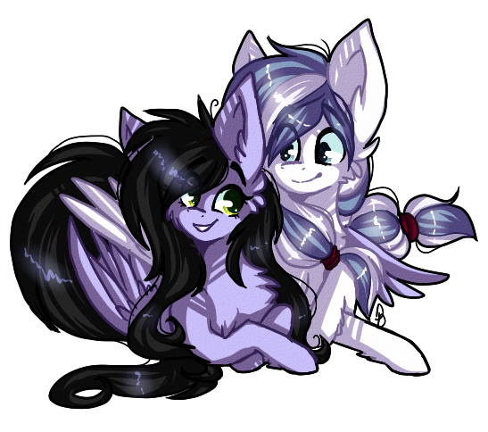 Size: 547x484 | Tagged: safe, artist:tayga-niko-j, derpibooru import, oc, unofficial characters only, pegasus, pony, chest fluff, duo, ear fluff, female, grin, image, lying down, male, mare, pegasus oc, png, prone, simple background, smiling, stallion, transparent background, wings