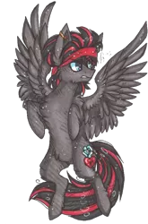 Size: 541x818 | Tagged: safe, artist:tayga-niko-j, derpibooru import, oc, unofficial characters only, pegasus, pony, chest fluff, gritted teeth, image, pegasus oc, png, rearing, simple background, solo, teeth, transparent background, wings