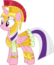 Size: 815x981 | Tagged: safe, artist:foxyfell1337, derpibooru import, twilight sparkle, pony, armor, athena sparkle, clothes, costume, g1, g1 to g4, g4, generation leap, image, png, simple background, solo, transparent background