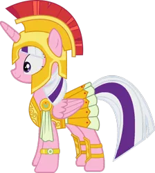 Size: 846x944 | Tagged: safe, artist:foxyfell1337, derpibooru import, twilight sparkle, pony, armor, athena sparkle, clothes, costume, g1, g1 to g4, g4, generation leap, image, png, simple background, solo, transparent background