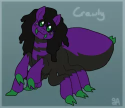 Size: 890x770 | Tagged: safe, artist:greenarsonist, derpibooru import, oc, oc:crawly, unofficial characters only, monster pony, original species, spider, spiderpony, fangs, head tilt, image, looking at you, png, smiling, smiling at you