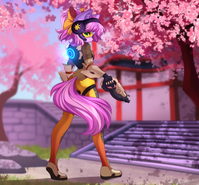 Size: 3885x3610 | Tagged: safe, alternate version, artist:airiniblock, derpibooru import, oc, oc:lillybit, unofficial characters only, anthro, earth pony, anthro oc, commission, image, overwatch, png, rcf community
