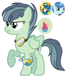 Size: 1280x1491 | Tagged: safe, artist:princess-kitsune-tsu, derpibooru import, party favor, spitfire, pegasus, pony, bandana, base used, female, goggles, image, mare, next generation, offspring, parent:party favor, parent:spitfire, png, simple background, transparent background