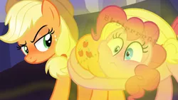 Size: 1280x720 | Tagged: suggestive, artist:fetishfreak22, derpibooru import, edit, edited screencap, screencap, applejack, pinkie pie, earth pony, pony, shadow play, duo, duo female, fart, fart fetish, female, fetish, image, jpeg, mare