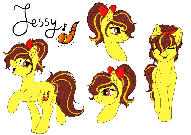 Size: 1280x904 | Tagged: safe, artist:julunis14, derpibooru import, oc, oc:jessy melodie, unofficial characters only, earth pony, bow, ear fluff, hair bow, image, jpeg, simple background, solo, white background