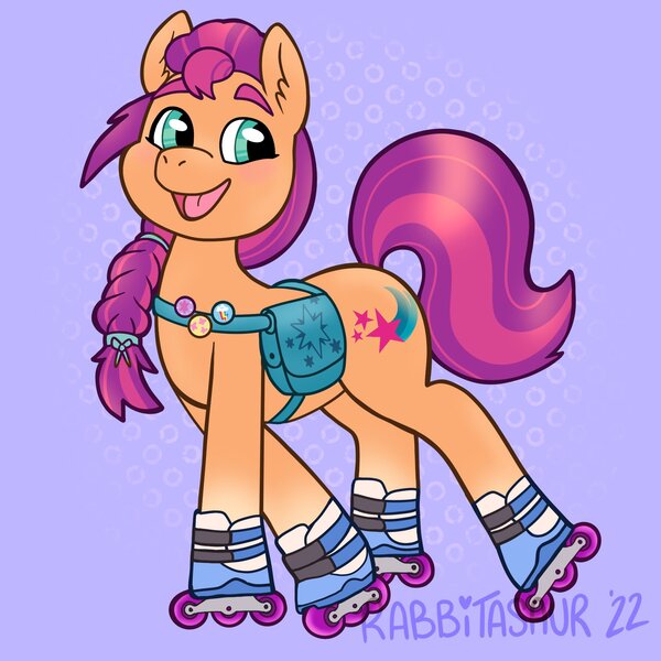 Size: 2048x2048 | Tagged: safe, artist:rabbitasaur, derpibooru import, sunny starscout, earth pony, pony, cute, g5, image, jpeg, roller skates, solo, sunnybetes