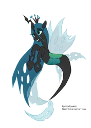 Size: 2059x2912 | Tagged: safe, artist:dalia1784, derpibooru import, queen chrysalis, changeling, hybrid, pony, seapony (g4), clothes, colored pupils, crown, dorsal fin, female, fin wings, fins, fish tail, flowing mane, green eyes, green mane, grin, horn, image, jewelry, lidded eyes, mare, png, regalia, seaponified, see-through, simple background, smiling, solo, species swap, tail, teeth, transparent background, wings