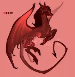 Size: 1048x1080 | Tagged: safe, artist:pessadie, derpibooru import, oc, unofficial characters only, demon, demon pony, original species, pony, image, jpeg, rearing, red background, simple background, solo