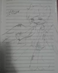 Size: 1600x1997 | Tagged: semi-grimdark, artist:陌路, derpibooru import, rainbow dash, pegasus, pony, fanfic:rainbow factory, blood, chest fluff, clothes, ear fluff, fanfic art, image, jpeg, looking at you, pencil drawing, signature, spread wings, traditional art, wings