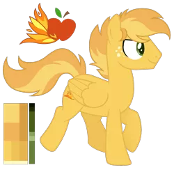 Size: 1400x1364 | Tagged: safe, artist:monochrome-sunsets, derpibooru import, oc, pegasus, pony, image, magical lesbian spawn, male, offspring, parent:applejack, parent:spitfire, png, simple background, solo, stallion, transparent background