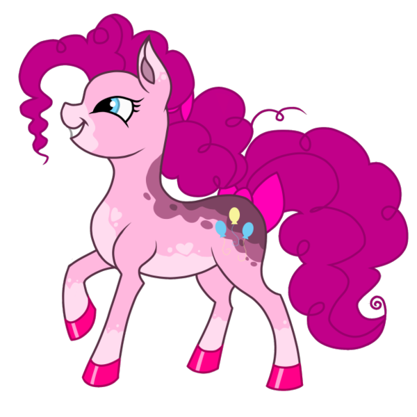 Size: 640x640 | Tagged: safe, artist:plasmaticia, derpibooru import, pinkie pie, earth pony, pony, alternate design, bow, grin, happy, image, png, simple background, smiling, solo, tail, tail bow, transparent background, twitterina design