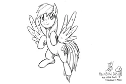 Size: 1999x1333 | Tagged: safe, artist:digiral, derpibooru import, rainbow dash, pegasus, pony, 2016, female, image, jpeg, mare, monochrome, solo