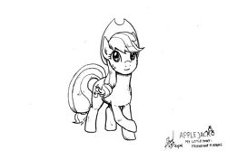 Size: 2000x1333 | Tagged: safe, artist:digiral, derpibooru import, applejack, earth pony, pony, 2016, applejack's hat, cowboy hat, female, hat, image, jpeg, mare, monochrome, solo