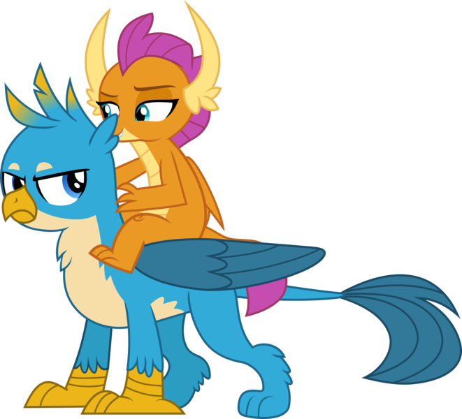 Size: 2000x1816 | Tagged: safe, artist:frownfactory, derpibooru import, gallus, smolder, dragon, gryphon, annoyed, dragoness, dragons riding griffons, female, frown, gallus is not amused, horns, image, male, png, riding, simple background, transparent background, unamused, vector, wings