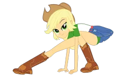 Size: 2815x1754 | Tagged: safe, artist:gmaplay, derpibooru import, applejack, equestria girls, clothes, green underwear, helping twilight win the crown, image, png, solo, underwear