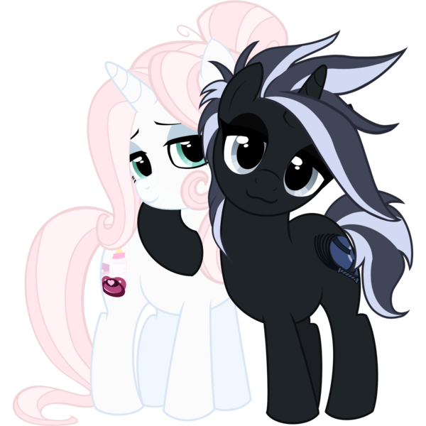 Size: 3000x3000 | Tagged: safe, artist:mistress midnight, artist:mommymidday, derpibooru import, oc, oc:mistress, oc:mommy midday, unofficial characters only, pony, unicorn, derpibooru community collaboration, 2022 community collab, cute, eyelashes, eyeshadow, female, high res, horn, hug, image, makeup, png, show accurate, simple background, smiling, standing, tail, transparent background, two toned mane, two toned tail, unicorn oc