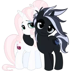 Size: 3000x3000 | Tagged: safe, artist:mistress midnight, artist:mommymidday, derpibooru import, oc, oc:mistress, oc:mommy midday, unofficial characters only, pony, unicorn, derpibooru community collaboration, 2022 community collab, cute, eyelashes, eyeshadow, female, high res, horn, hug, image, makeup, png, show accurate, simple background, smiling, standing, tail, transparent background, two toned mane, two toned tail, unicorn oc