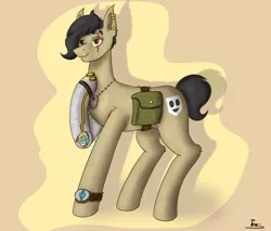 Size: 2000x1700 | Tagged: safe, artist:shypuppy, derpibooru import, oc, earth pony, pony, amputee, backpack, ear piercing, image, piercing, png, prosthetic limb, prosthetics, scar, solo
