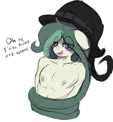 Size: 2280x2454 | Tagged: suggestive, artist:czu, derpibooru import, oc, oc:coven, anthro, hat, image, male, nipples, nudity, png, solo, solo male, witch hat