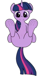 Size: 6400x10931 | Tagged: safe, artist:dailevy, artist:ponygamer2020, derpibooru import, twilight sparkle, twilight sparkle (alicorn), alicorn, pony, absurd resolution, cute, featureless crotch, female, hooves, image, looking at you, lying down, on back, png, secret horse files, sfw version, simple background, smiling, solo, tail, transparent background, twiabetes, vector