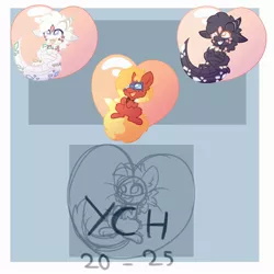 Size: 2000x2000 | Tagged: safe, artist:michini, derpibooru import, chibi, commission, cute, heart, heart pillow, image, jpeg, pillow, smiling, ych example, your character here