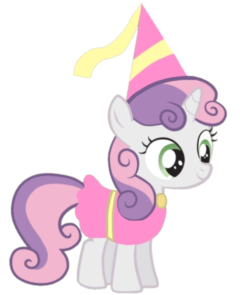 Size: 673x811 | Tagged: safe, artist:darlycatmake, derpibooru import, sweetie belle, unicorn, adorable face, adorkable, beautiful, clothes, cute, dork, dress, dressup, happy, hat, hennin, image, png, pretty, princess, princess sweetie belle, proud, smiling