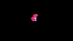 Size: 1280x720 | Tagged: grimdark, derpibooru import, pinkie pie, earth pony, monster pony, pony, animated, black background, bloodlineapplebloom.exe, dialogue, fangs, female, game, gif, image, jumpscare, looking back, mare, monster, nightmare fuel, rear view, simple background, text, youtube link, zalgo, zalgo pie