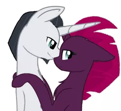 Size: 795x726 | Tagged: safe, artist:cahansentoth, artist:decokelow, derpibooru import, chancellor neighsay, tempest shadow, pony, unicorn, boop, chest fluff, female, horn, horns are touching, hug, hugging a pony, image, just kiss already, looking at someone, looking away, male, mare, png, shipping, smiling, stallion, straight, tempest neighsay
