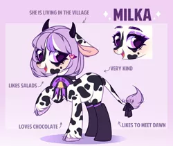 Size: 3496x2952 | Tagged: safe, artist:fenix-artist, derpibooru import, oc, unofficial characters only, cow, cow pony, pony, cloven hooves, floppy ears, image, leonine tail, png, raised hoof, reference sheet, smiling, tail