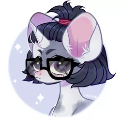 Size: 1280x1266 | Tagged: safe, artist:sirok9999, derpibooru import, oc, unofficial characters only, pony, unicorn, bust, cute, ear fluff, eyelashes, female, frown, glasses, horn, image, jpeg, mare, solo, unicorn oc