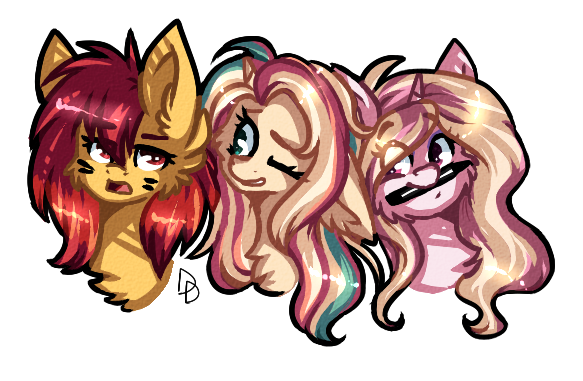 Size: 583x381 | Tagged: safe, artist:tay-niko-yanuciq, derpibooru import, oc, unofficial characters only, earth pony, pony, unicorn, chest fluff, ear fluff, earth pony oc, floppy ears, horn, image, mouth hold, one eye closed, open mouth, png, simple background, smiling, stylus, transparent background, unicorn oc, wink