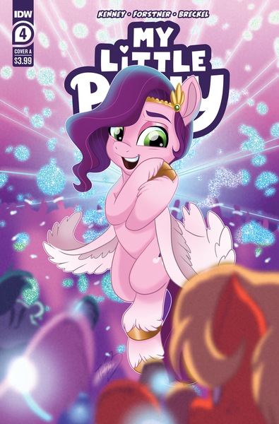 Size: 2063x3131 | Tagged: safe, artist:nanook123, derpibooru import, idw, official, pipp petals, pegasus, pony, comic cover, crowd, female, g5, image, my little pony logo, png, text