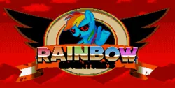 Size: 895x452 | Tagged: grimdark, artist:tarkan809, derpibooru import, rainbow dash, pegasus, pony, .exe, creepypasta, female, game, image, jpeg, mare, rainbow adventures, rainbow.exe, smiling, smoldless.exe, spread wings, title card, wings, youtube link, zalgo