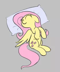 Size: 220x263 | Tagged: safe, artist:somethingatall, derpibooru import, fluttershy, pegasus, pony, cute, eyes closed, female, floppy ears, gray background, hooves, image, lying down, mare, on back, pillow, png, shyabetes, simple background, solo, spread wings, tail, wings