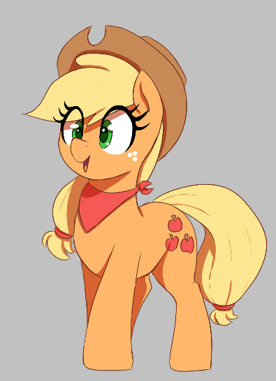 Size: 395x546 | Tagged: safe, artist:thebatfang, derpibooru import, applejack, earth pony, pony, aggie.io, applejack's hat, cowboy hat, cute, female, freckles, gray background, hat, image, jackabetes, mare, neckerchief, open mouth, png, simple background, smiling, solo